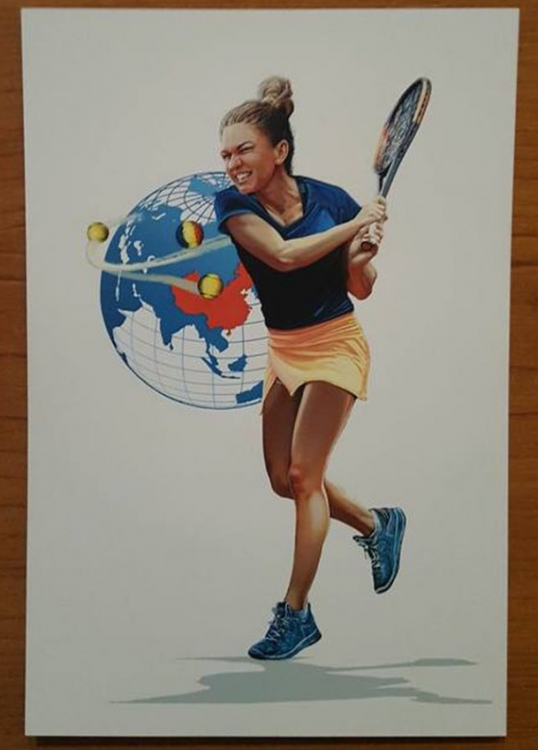 Jucătoare de tenis română pe carte poștală